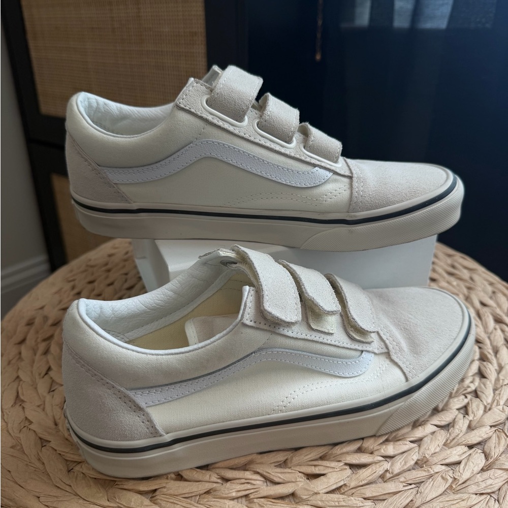 Cream Velcro Vans